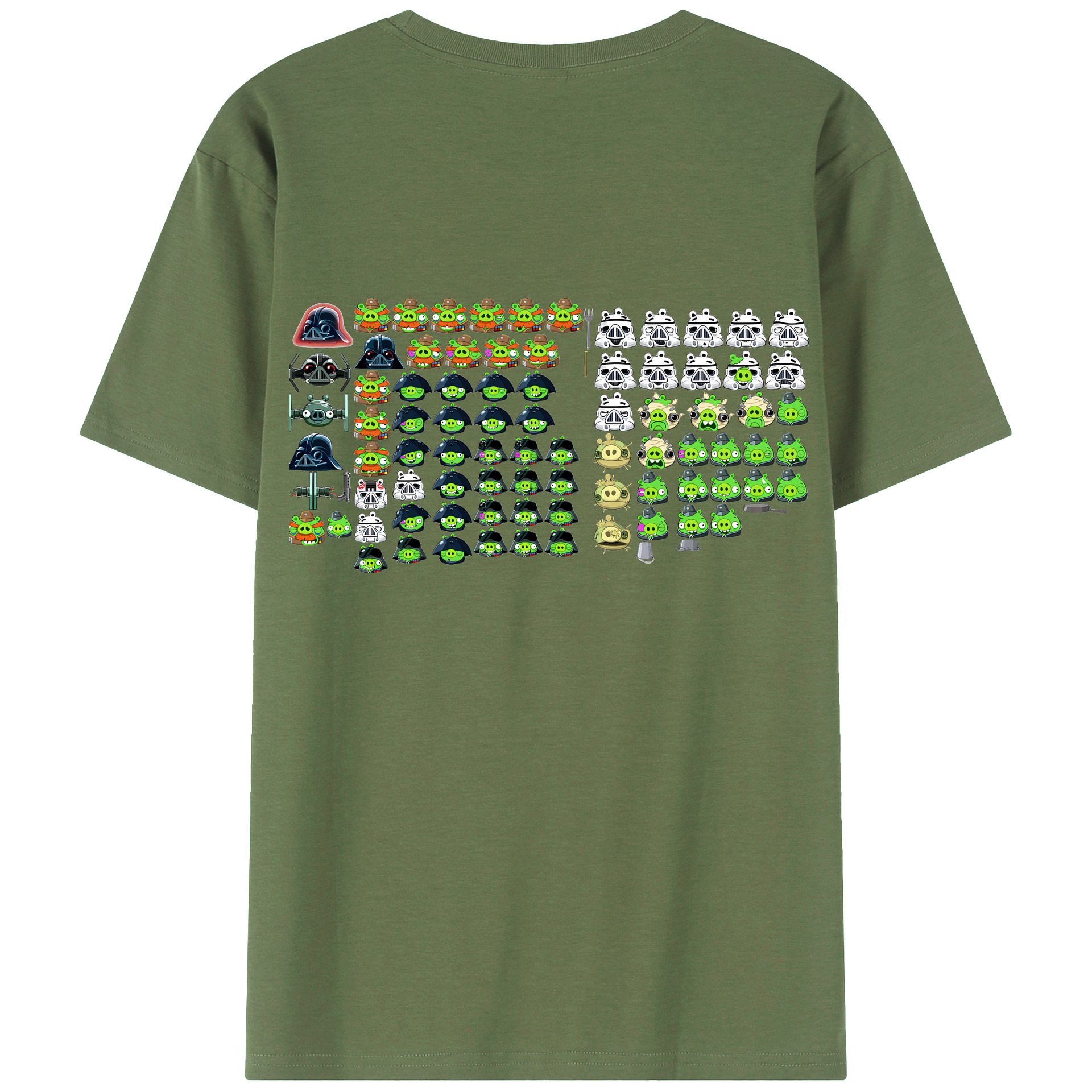 （画像用） Angry Birds アングリーバード 綿100％ メンズ半袖Tシャツ（バックプリント） 通気性